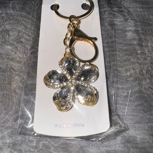 Gold and Silver Flower Keychain Bag Charm on sale $5.00